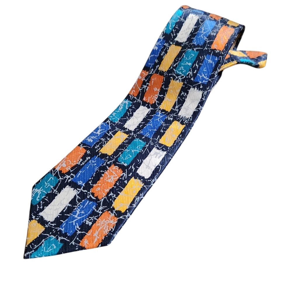 Men's Tie 100% SILK Multi Color Art Deco Style